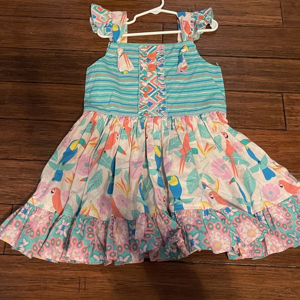 Eleanor Rose Blue and Pink Ruffled Tiered Sundress